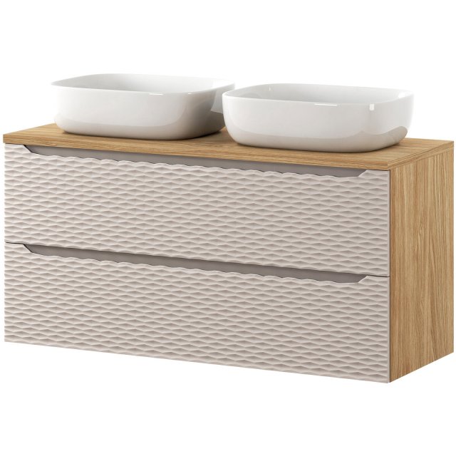 COMAD Zestaw mebli OCEAN BEIGE szafka z blatem 120 cm, 2 umywalki SMI