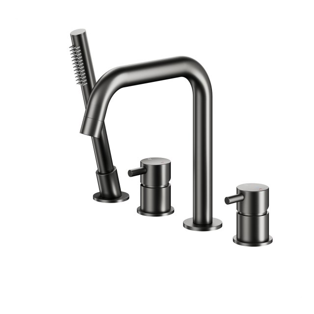 KFA Bateria wannowa stojąca MOZA 4-otworowa gun metal grey PVD 5035-2