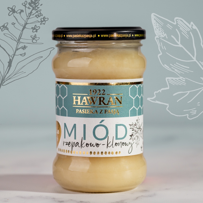 Miód rzepakowo - klonowy 380g - Pasieka z Pasją Hawran