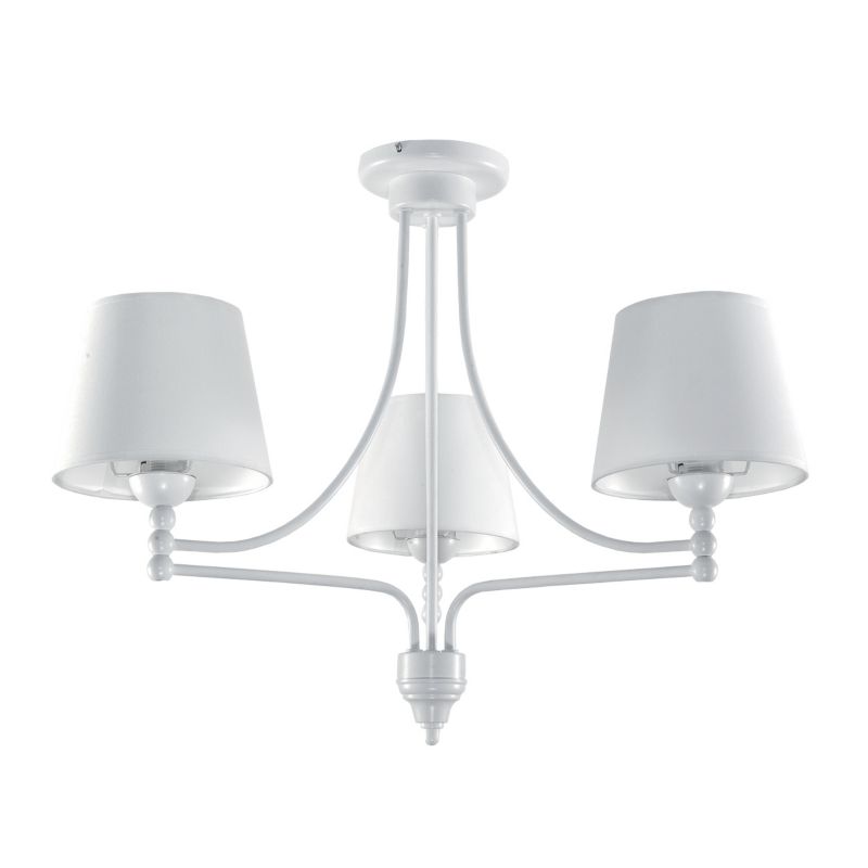Lampa sufitowa EDYLIT żyrandol 3xE27 białe stożkowe abażury klasyczna retro ARTURO BIANCO 11-842 1 szt.