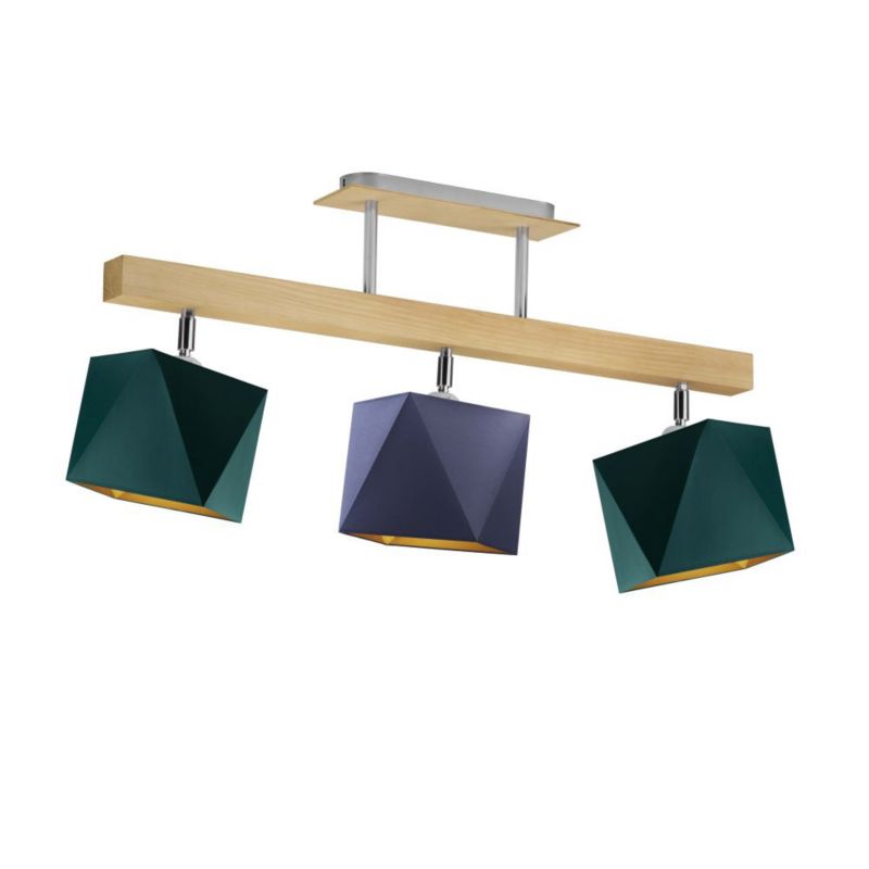 Lampa wisząca Volta Light Factory żyrandol plafon z abażurem diament Granatowy, butelkowa zieleń ze złotem FORMA P3 1szt.