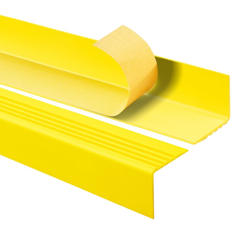 Profil schodowy PCV 50x50 mm QUEST, nosek schodowy samoprzylepny ostrzegawczy antypoślizgowy - 110 cm, żółty, 1 szt.
