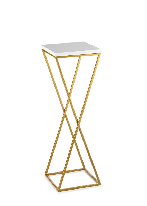 Kwietnik stojący HowHomely LOFT złoty z białym blatem MDF 70x24x24 cm 1 szt.