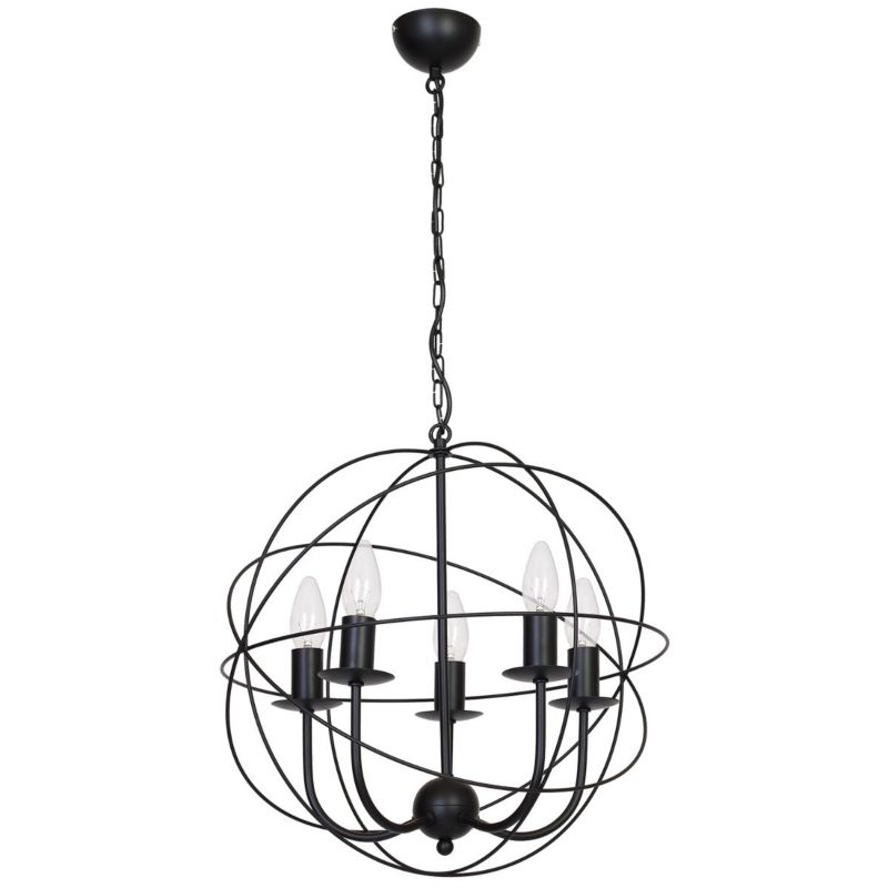 Lampa wisząca Luminex Globe czarny matowy wym: 95 x 40 x 40 cm 5xE14 x 15W 1 szt.