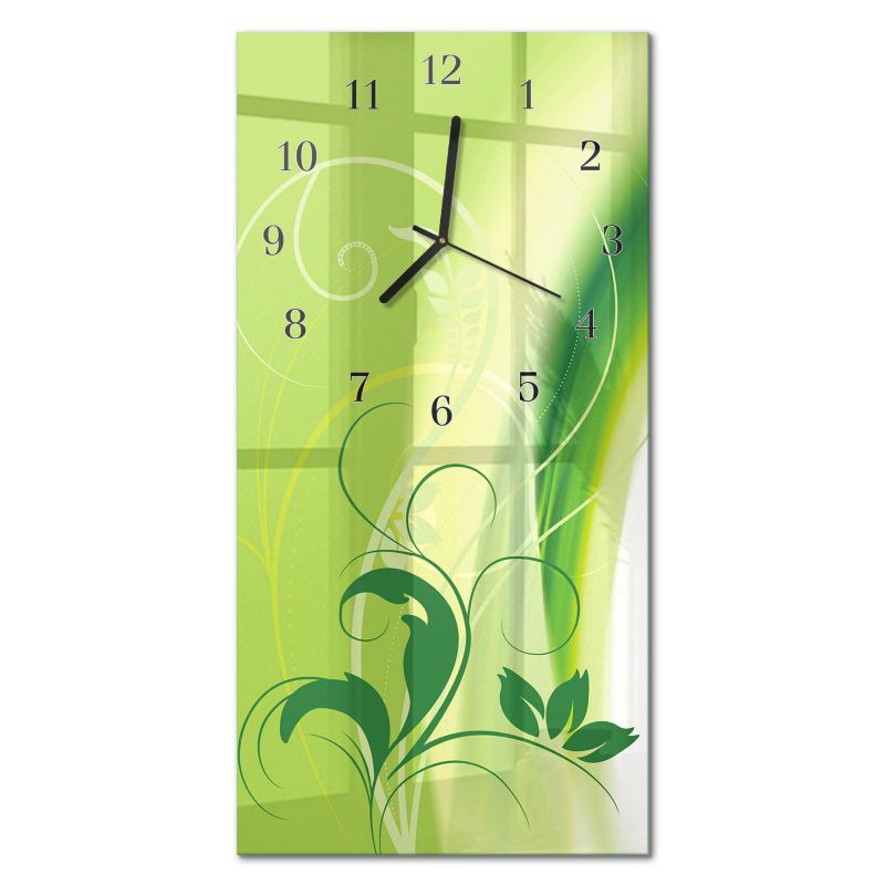Designerski Zegar Ścienny Tulup 30x60 cm z Czarnymi Wskazówkami Wzór Kwiatów 1 szt.