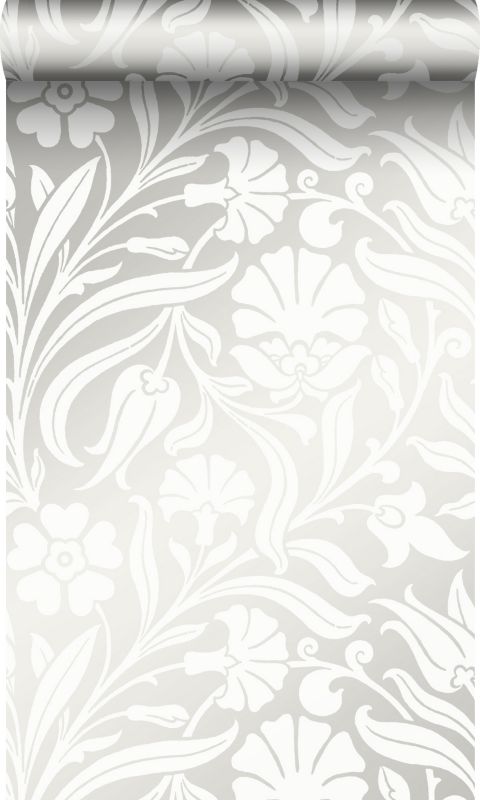 Tapeta Origin Wallcoverings kwiaty złamanej bieli 53 cm x 10.05 m - 1 rol.