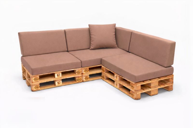 Komplet 8 sztuk poduszek ogrodowych na palety Setagrden 3x120x60cm /3x120x40cm+60x40cm,beżowe dwustronne poduszki ogrdowe, 1szt
