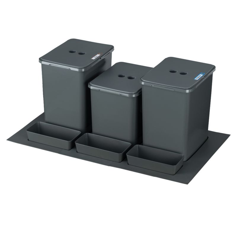 Sortownik śmieci FLEXI BASE do szuflady w szafce 80 cm 3 kosze 2x20 l + 1x16 l + kuwetki 1 kpl.