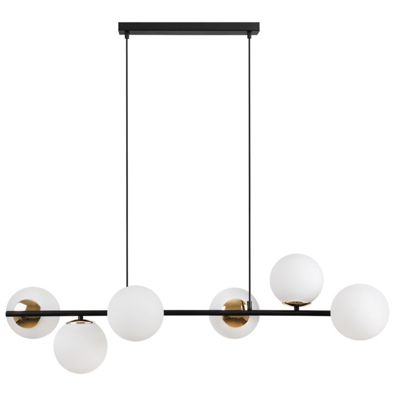 Lampa sufitowa wisząca Light Home LH Siena 6x E14 40W czarny/złoty 34cm klosz biały 1szt.