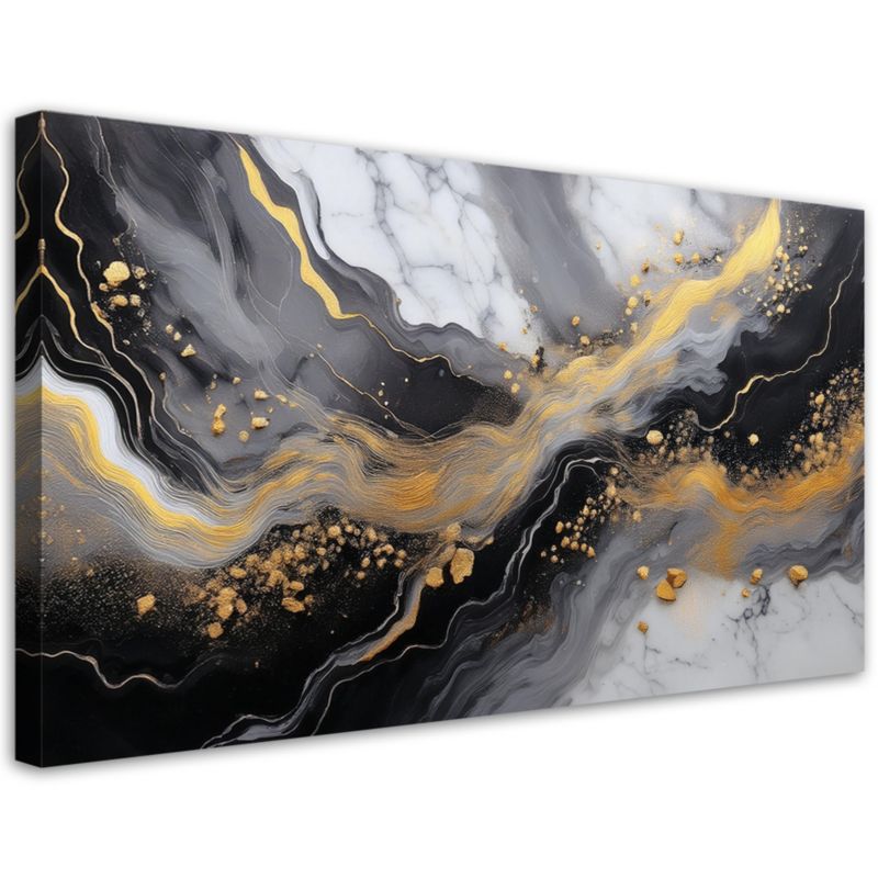 Obraz na płótnie Feeby Abstrakcja Marmur Złoty Czarny 80x40cm 1szt