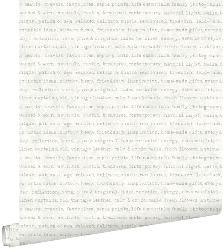Tapeta ESTAhome tekst szarym na białym tle 53 cm x 10.05 m - 1 rol.