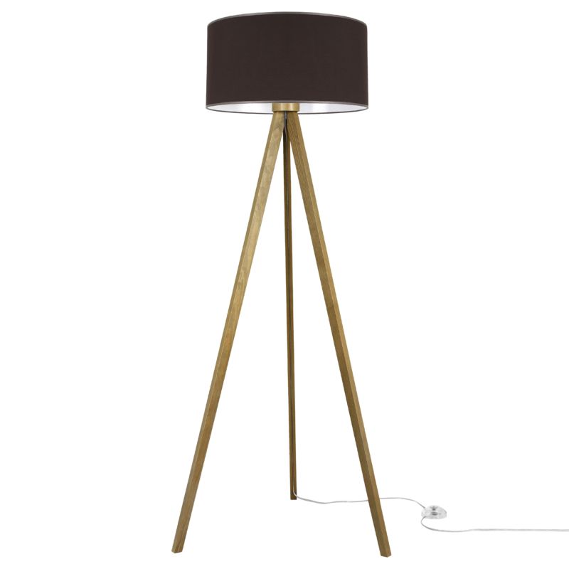 Lampa podłogowa trójnóg dębowy Light Home LH Gaja 1xE27 abażur walec 44cm brązowy 1szt.
