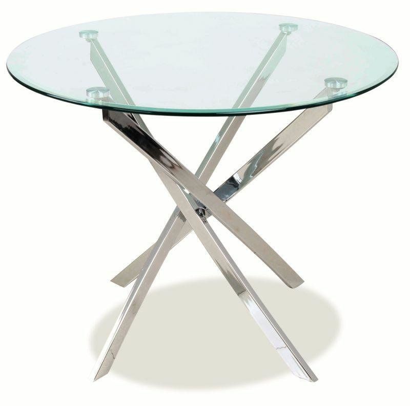 Stół okrągły szklany Briller do jadalni i salonu INTESI glamour chromowane nogi 90 cm 1 szt.