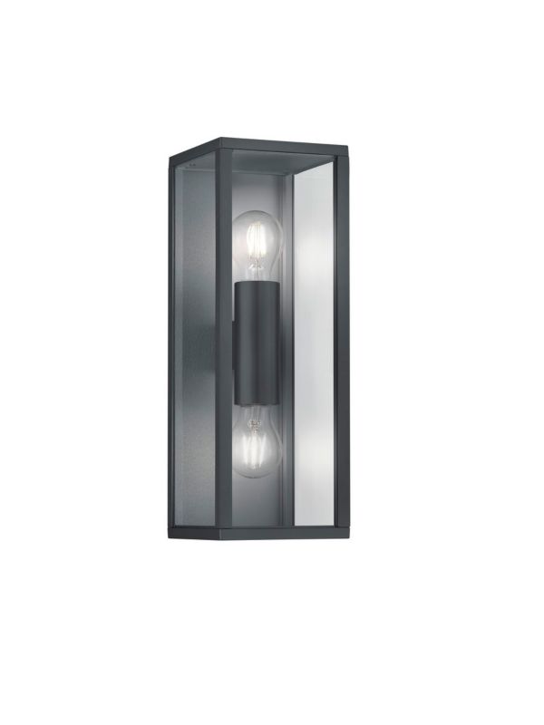 Kinkiet zewnętrzny prostokątny latarenka Trio KORIEL antracytowy 2xE27x10W IP44 wym:38x14x13,5cm - 1 szt.