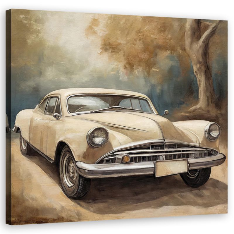 Obraz do salonu gabinetu Feeby Samochód w stylu vintage Beżowy 40x40cm 1szt