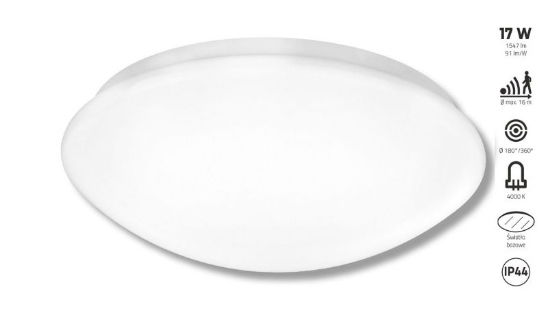 Plafoniera Starlight Led 17W okrągła 260mm 1574lm IP44 4000K czujnik ruchu i zmierzchu 230V 1 szt.