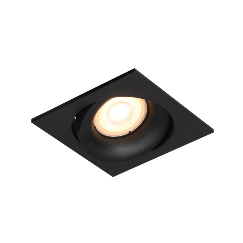 Oprawa sufitowa wpuszczana Italux Ponar czarny piaskowany ruchoma 1 x GU10 x 10W IP20 wym: 7 x 9 x 9 cm kwadratowa - 1 szt.