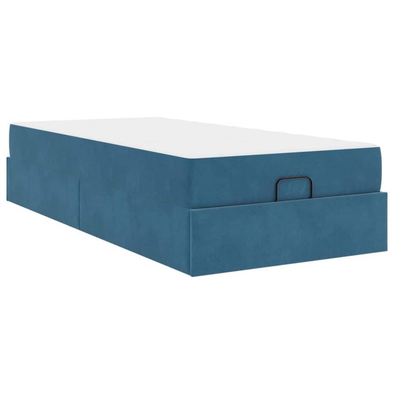 Łóżko z materacem WaszeMeble 90x200 cm Niebieski aksamit WM-3399538 1 szt.