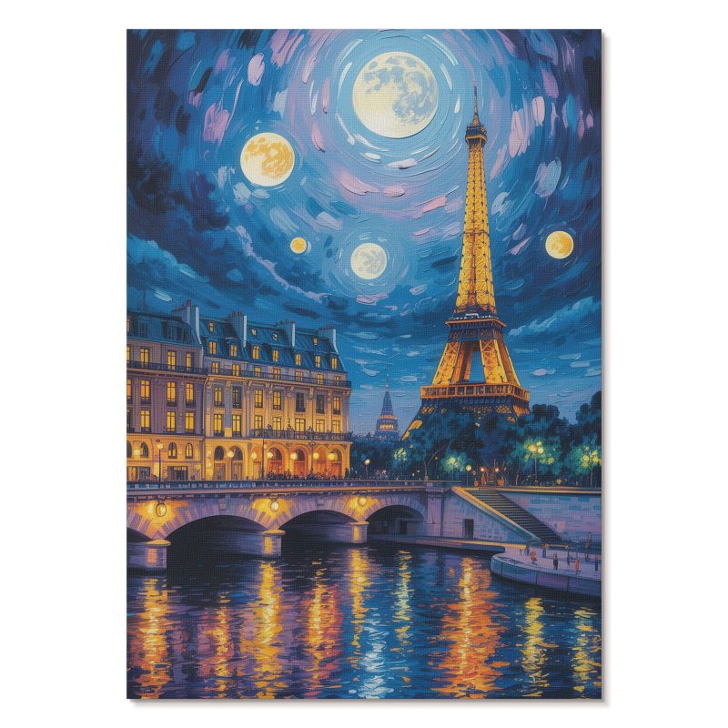 Nowoczesny Plakat na Płótnie Tulup 29,7x42 cm (A3) Nocny Paryż Do salonu, sypialni, biura 1 szt.