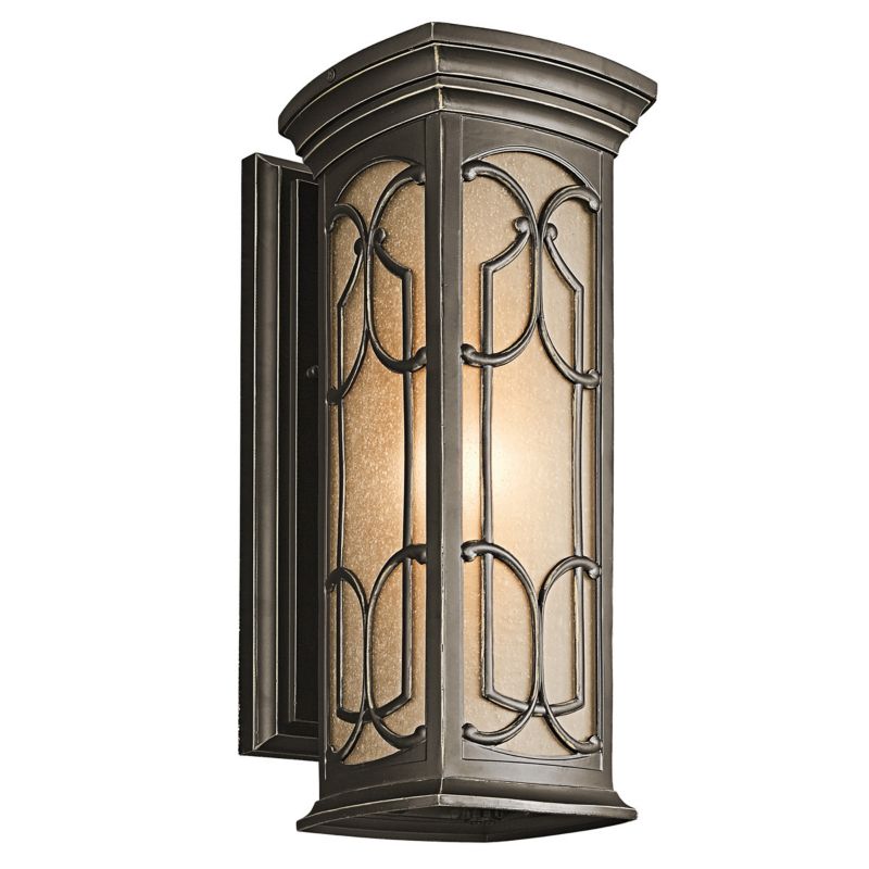 Kinkiet ścienny zewnętrzny Kichler Franceasi stary brąz 1 x E27 x 60W IP44 wym: 45,7 x 17,8 x 22,9 cm - 1 szt.
