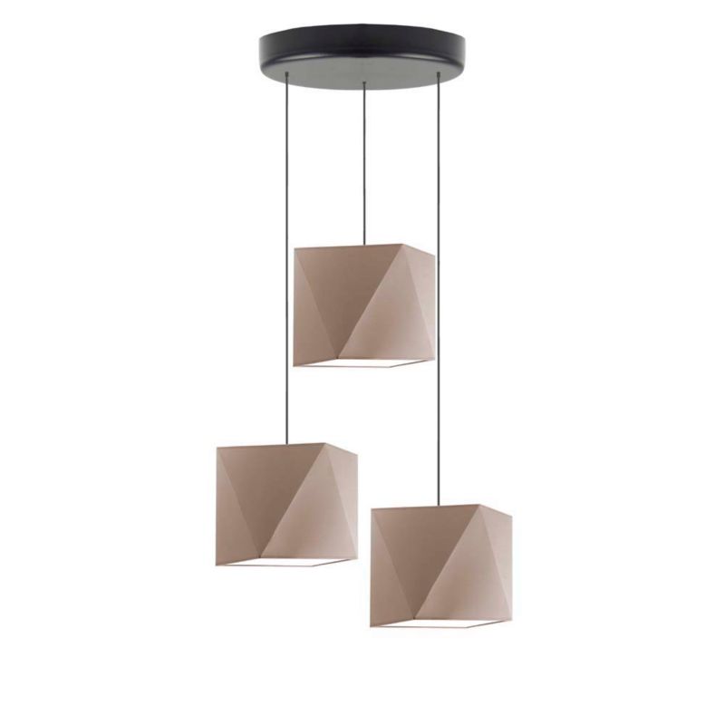 Lampa wisząca zwis Volta Light Factory żyrandol sufitowa z abażurami diament Cappuccino BURNE Z3 1szt.