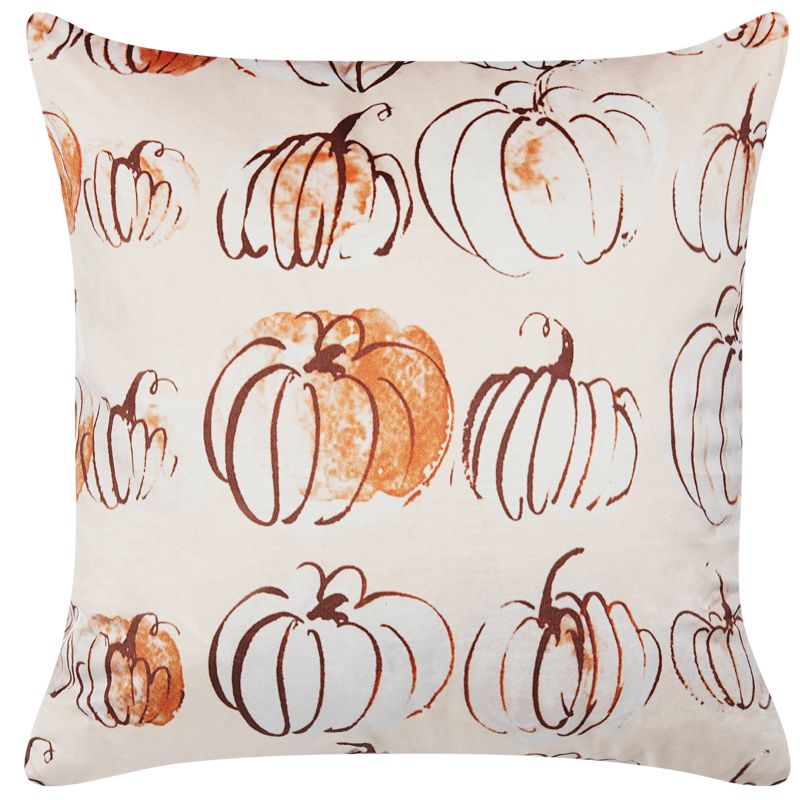 Poduszka dekoracyjna Cucurbita Welur 45 x 45 cm Beżowy Wzór roślinny 1 szt.