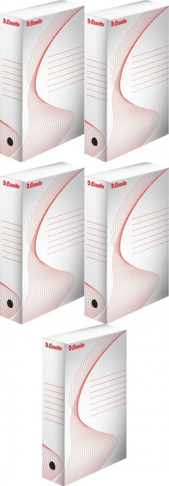 5x Pudło archiwizacyjne Esselte Standard, do luźnych dokumentów, 80mm biały