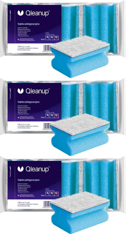 3x Zmywaki kuchenne Qleanup, profilowane, duże, 6 sztuk, niebieski