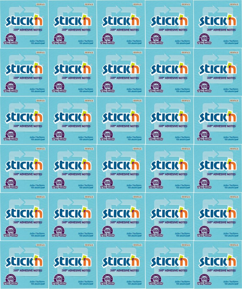 60x Karteczki samoprzylepne Stick'n 360 stopni, 76x76mm, 100 karteczek, niebieski pastelowy