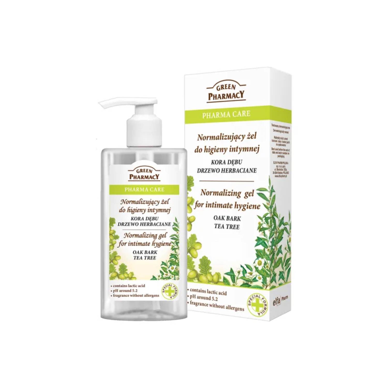 Green pharmacy - pharma care, normalizujący żel do higieny intymnej, kora dębu i drzewo herbaciane, 300 ml