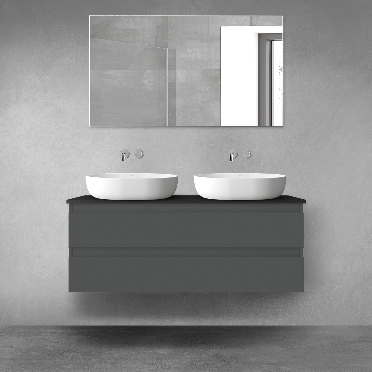 Oltens Vernal szafka 120 cm podumywalkowa wisząca z blatem grafit mat/czarny mat 68468400 - Wysyłka w 24h