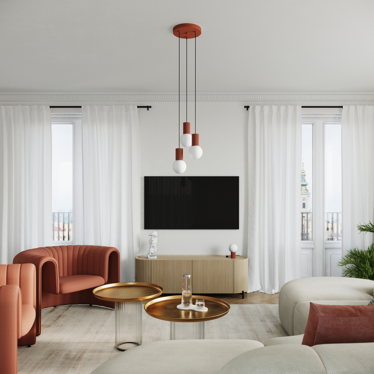 Sollux Lighting Halo lampa wisząca 3x8 W biała-czerwona SL.1730