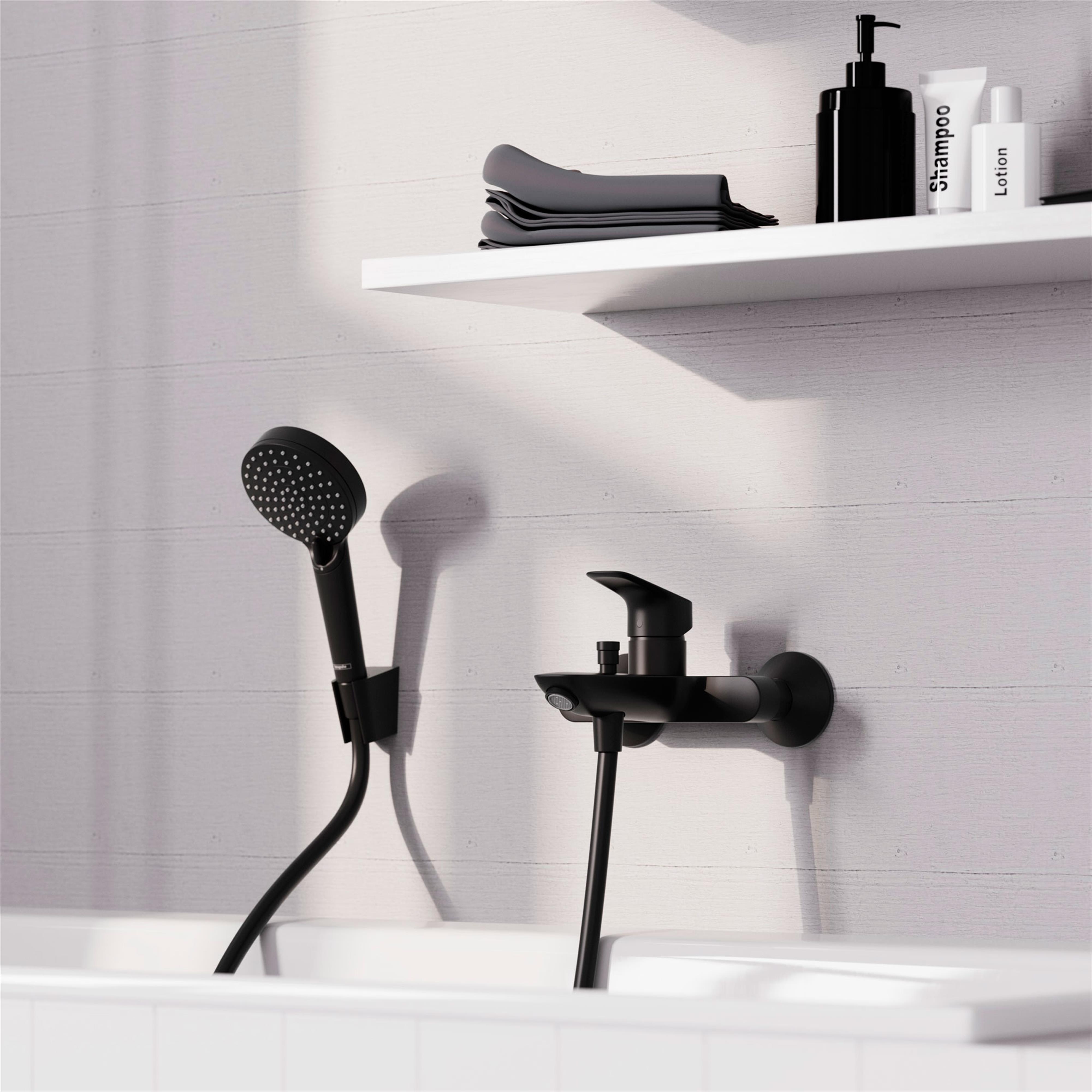 Hansgrohe Logis bateria wannowo-prysznicowa ścienna czarny mat 71400670