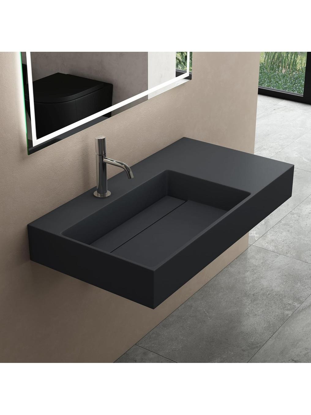 Rea Archi umywalka 75x43 cm prostokątna nablatowa szary mat REA-U4303
