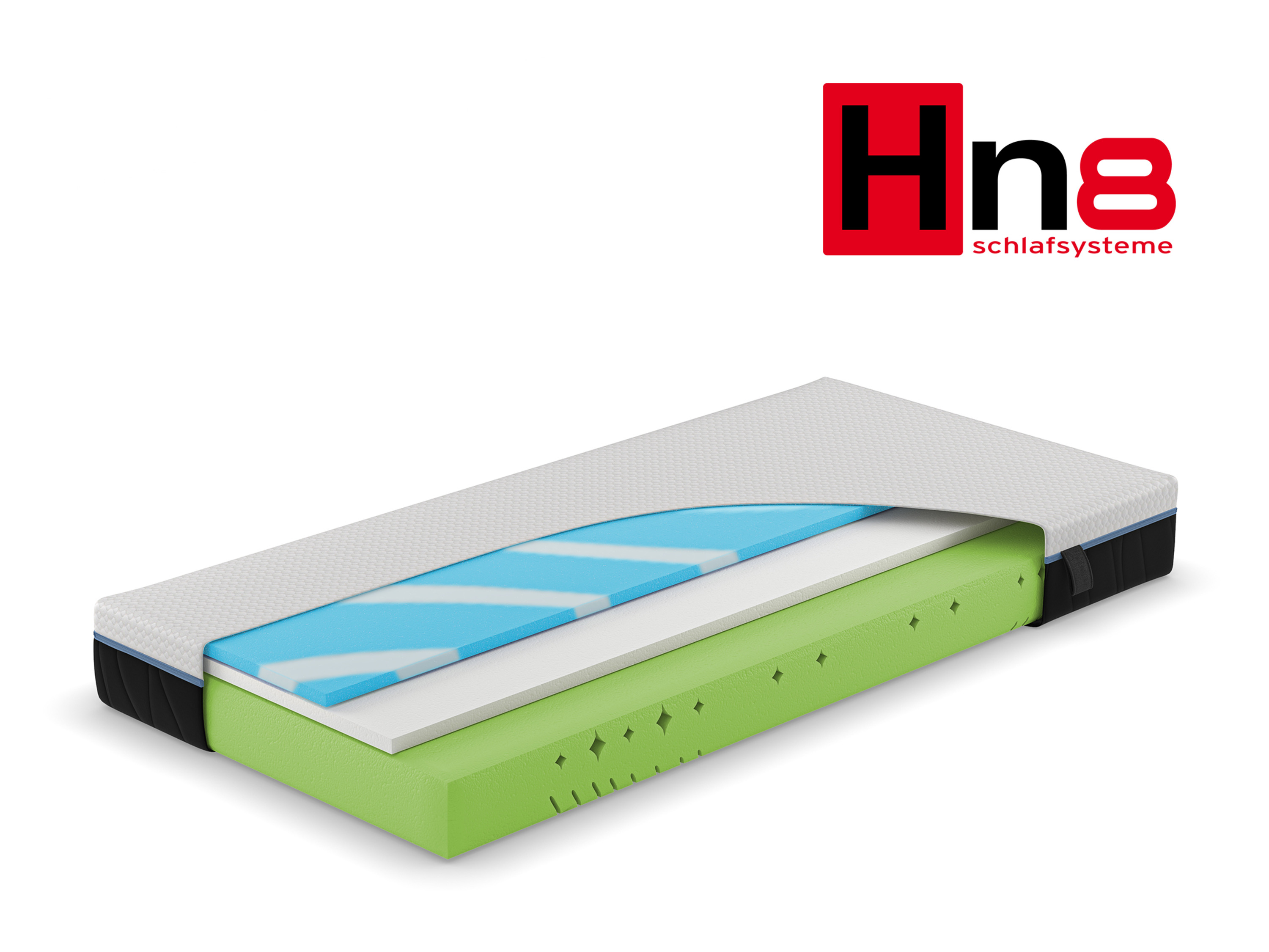 Materac Hn8 Schlafsysteme 7-strefowy z pianki wysokoelastycznej z wkładem Viscotopper Schlafschön VS H2, 100 x 200