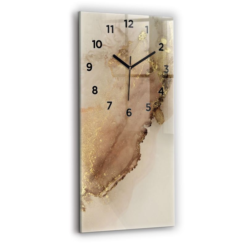Zegar z czarnymi wskazówkami Wallfluent 30x60 cm Beżowa sztuka nowoczesna 1 szt.