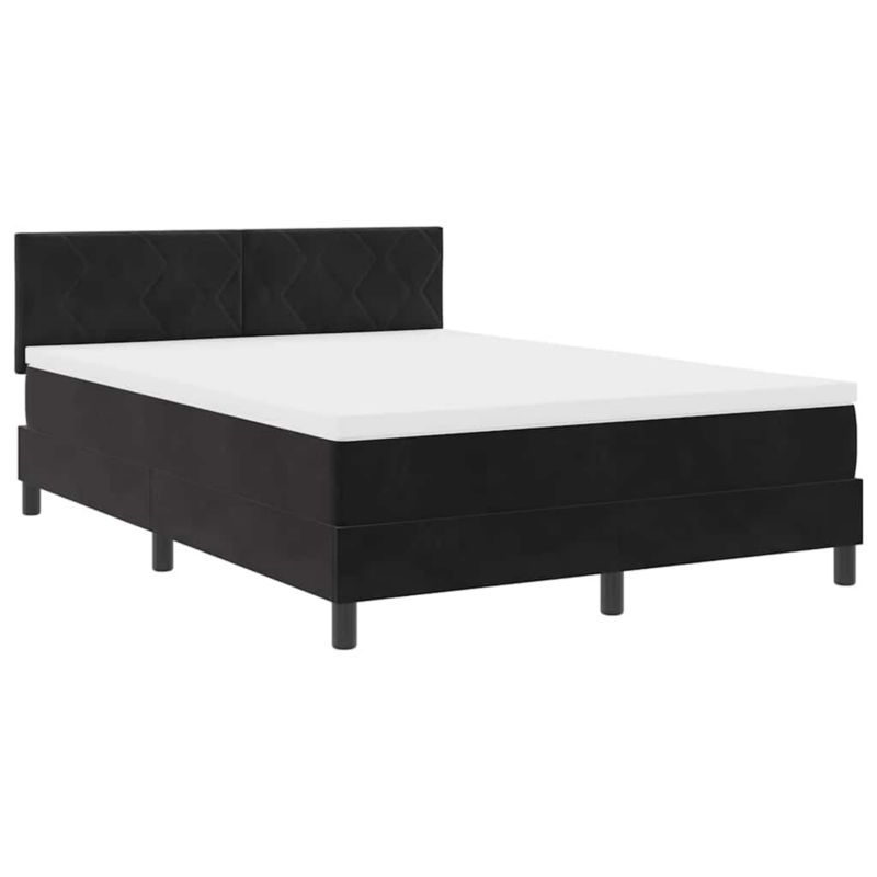 Łóżko z materacem WaszeMeble 135x190 cm Czarny aksamit z LED WM-3342718 1 szt.