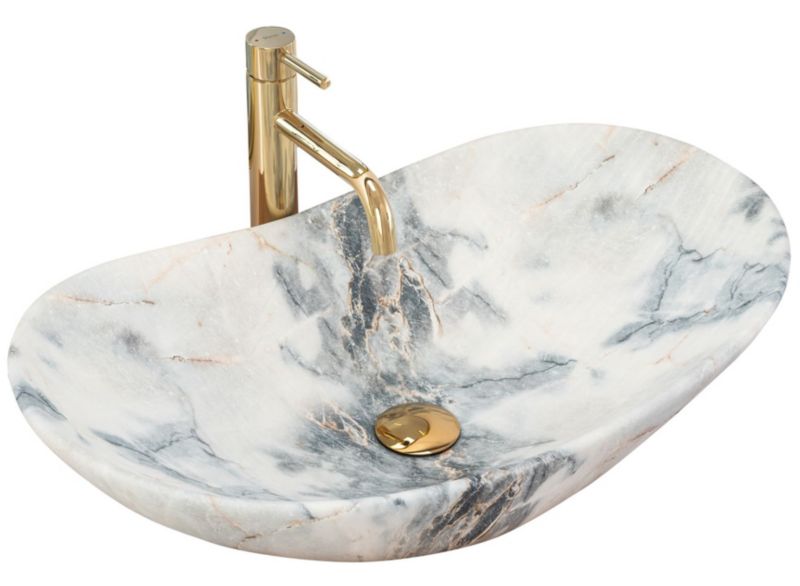 Umywalka Nablatowa Rea Royal Granit Owalna Biały 62X36X16Cm 1 Szt