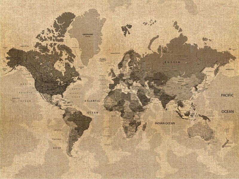 fototapeta Sanders & Sanders Mapa świata beżowymIbrązowym 375 x 270 cm - 1 rol.