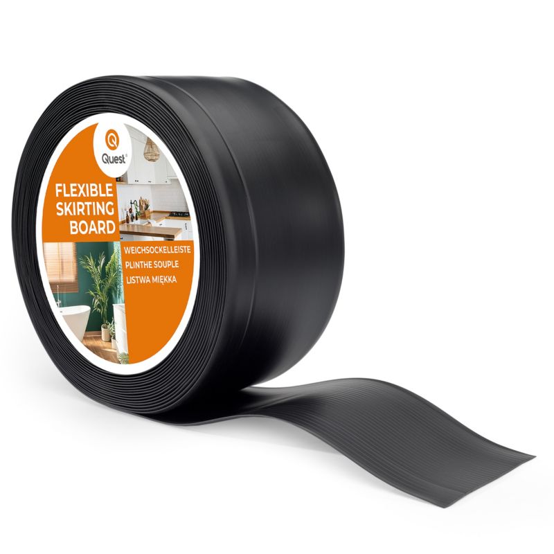 Listwa przypodłogowa PCV 100x25mm QUEST, elastyczna, miękka listwa cokołowa - 15 m, czarny, 1 szt.