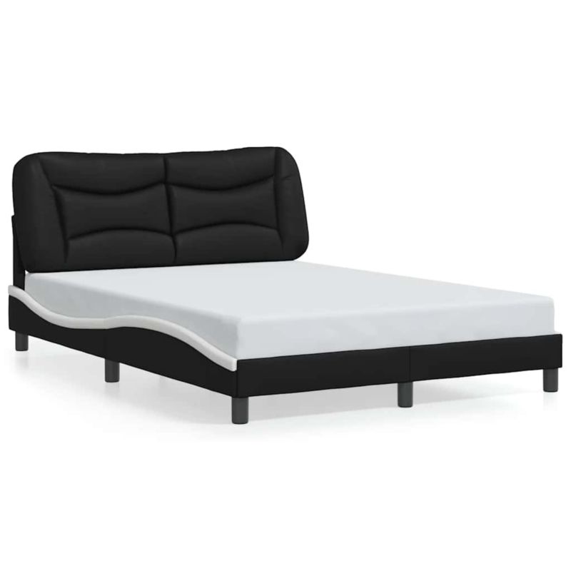 Łóżko tapicerowane WaszeMeble 135x190 cm Czarno-Biały skóra WM-3208000 1 szt.