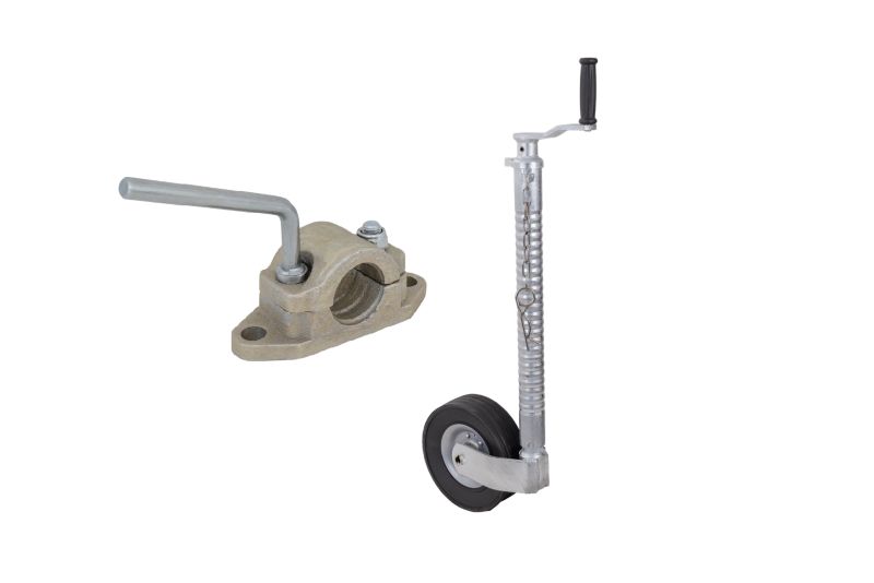 Koło podporowe z klemą obejmą żeliwną KNOTT TK48+B48C6 rura karbowana 300kg 48mm 700-940mm 1 szt.