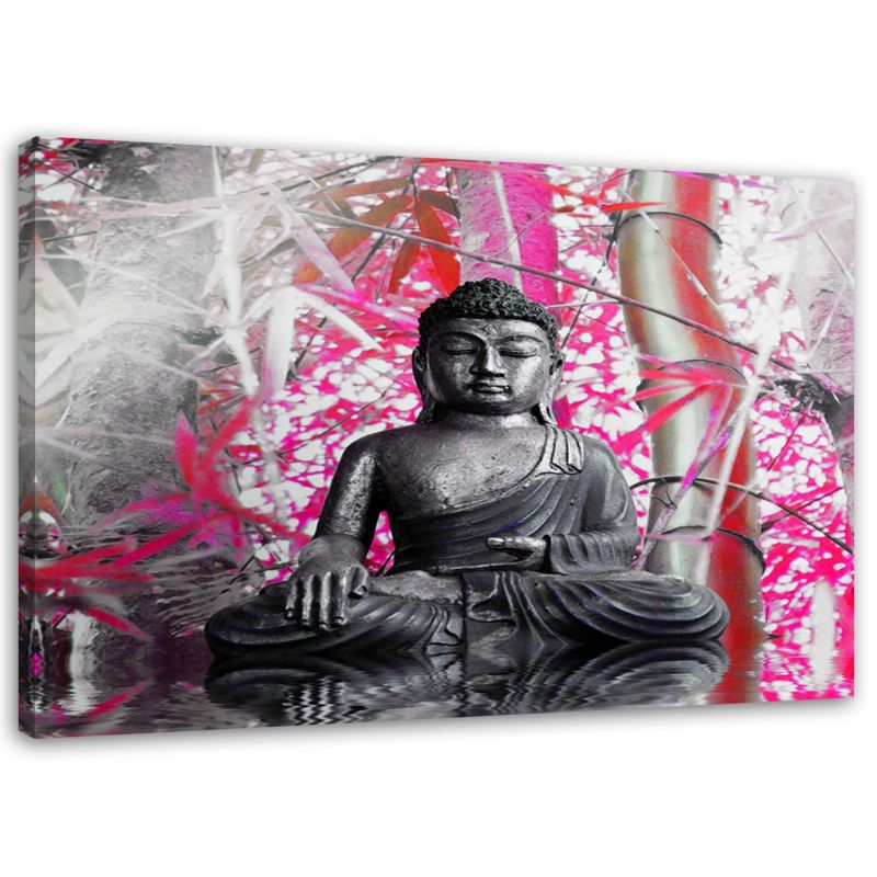 Obraz na płótnie Feeby Budda i bambusy różowe liście 30x20cm 1szt
