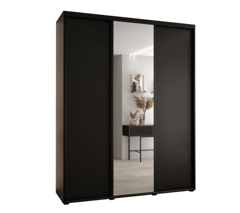 Szafa przesuwna Abiks DAVOS 3 wysoka szer.200cm gł.45cm czarny/czarny/czarny 1szt.