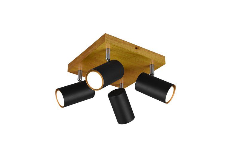 Reflektor spot cylindryczne tuby Trio VANTOS czarno-drewniany 4xGU10x35W IP20 wym:16x22x22cm - 1 szt.