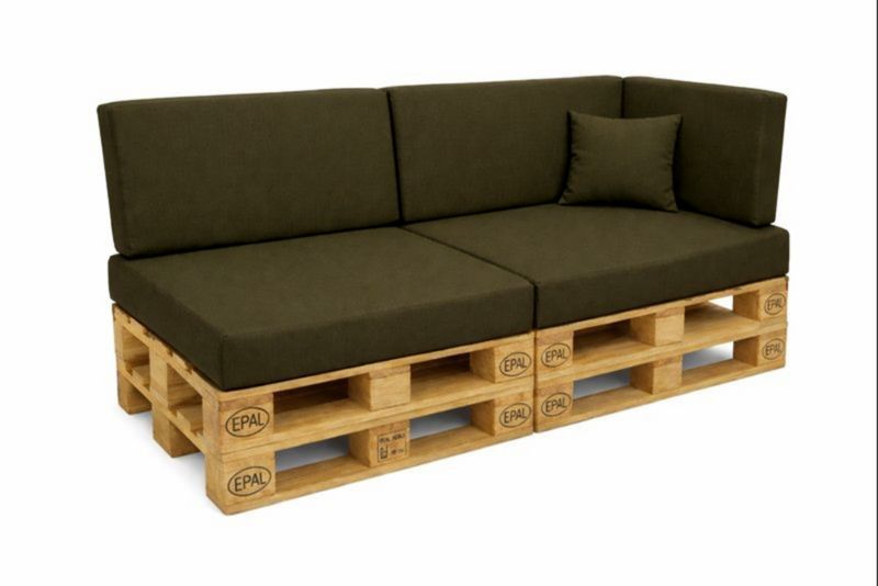 Zestaw 6 poduszke na paletę, Setgarden, 120x50x40 cm, Zielona dwustronne poduszki ogrdowe na meble z palet z zamkiem, 1szt