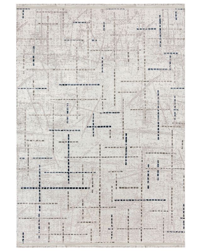 Nowoczesny dywan, geometryczny 80x300cm Bari Nodo Blu Mazovia - granatowy, kremowy, szary, na ogrzewanie podłogowe, 1szt.