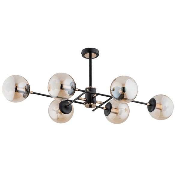 Lampa sufitowa Alfa Tanos czarno-bursztynowa do salonu szklane kule 6xE14 x 40W 1 szt.