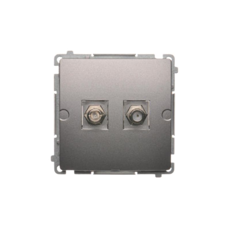 Moduł Simon Basic Gniazdo Antenowe Rtv-Sat 2Xf Podtynkowe Stal Inox 1 szt.