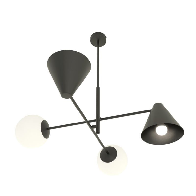 Lampa wisząca Emibig Hermes czarno-biała wym: 60 x 70 x 70 cm 4xE14 x 10W 1 szt.